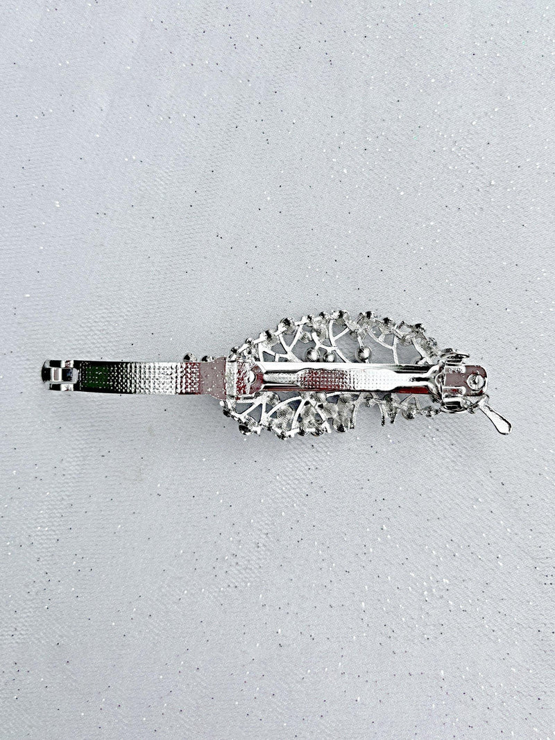 QueenMee leaf pearl and diamante hair clip in silver - British product