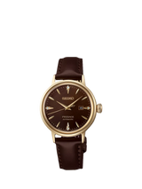 John Lewis Seiko Presage Cocktail Time Coffee Brown Women's Leather Strap Watch, 30mm- Buy online at McGrocer
