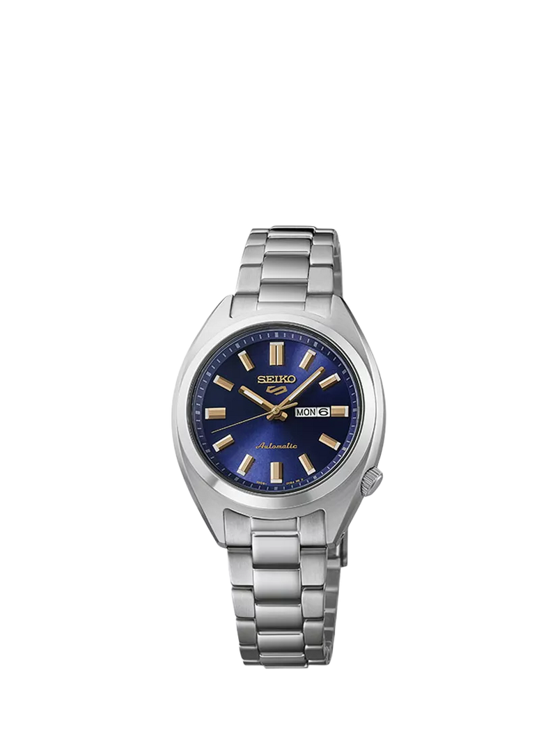 Seiko automatic watch blue dial stainless steel bracelet, UK version