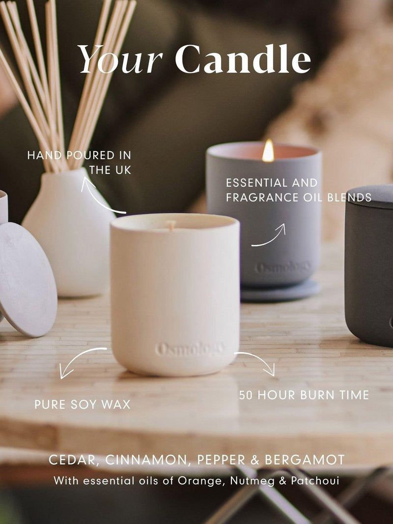 Osmology by Aery Nordic Cedar scented candle 280g, imported from the UK