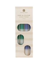 John Lewis Talking Tables Dine in Colour Striped Dinner Candles, Pack of 4, Green/Blue- Buy online at McGrocer