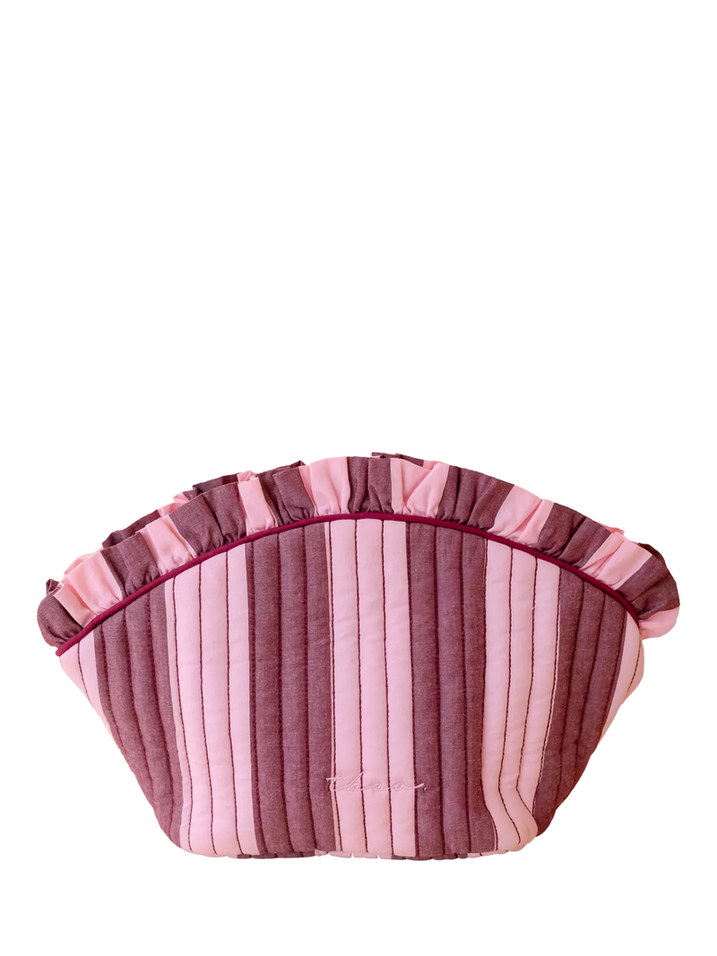 TBCo cotton pink stripe ruffle wash bag (British brand)
