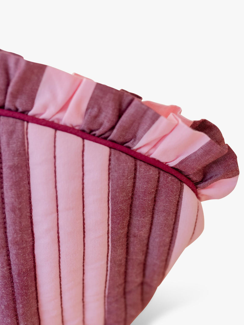 TBCo cotton pink stripe ruffle wash bag (British brand)