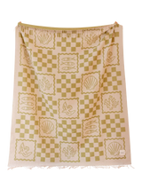 John Lewis TBCo Stripe Harlequin Pure Lambswool Blanket Green Motif- Buy online at McGrocer