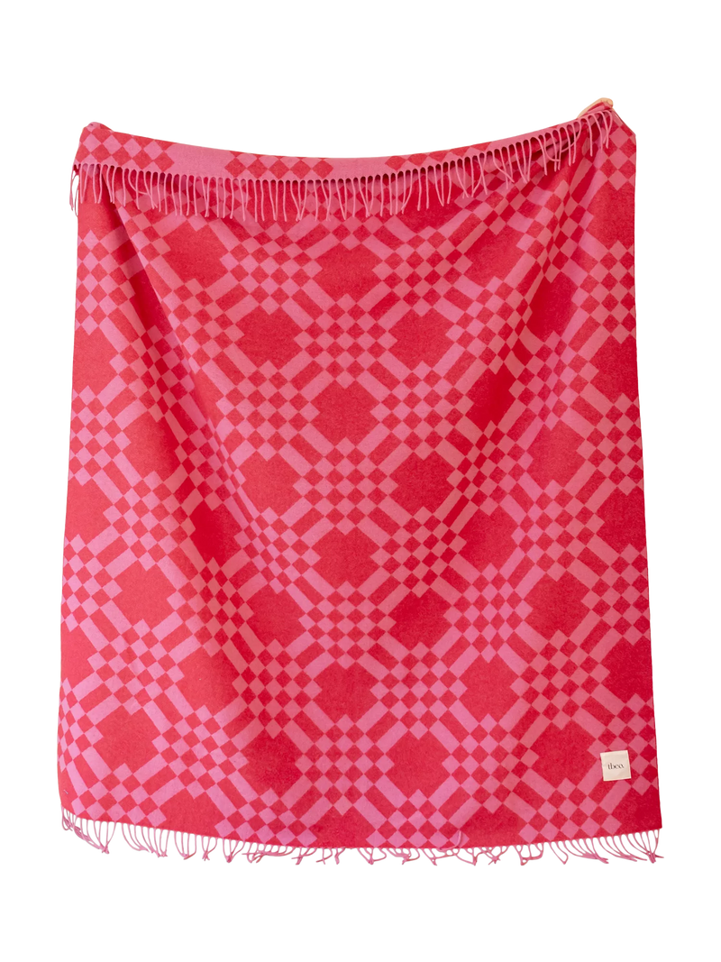 TBCo stripe harlequin lambswool blanket Pink Pixel, imported from the UK