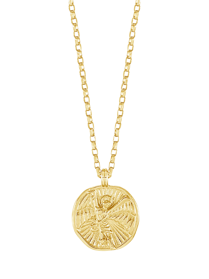 Dower & Hall St. Michael pendant necklace gold, imported from the UK