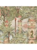 Voyage Eden Ruins green furnishing fabric (British brand)