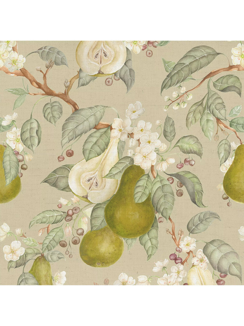 Voyage Pear Orchard Hazel fabric, cotton linen blend, imported from the UK