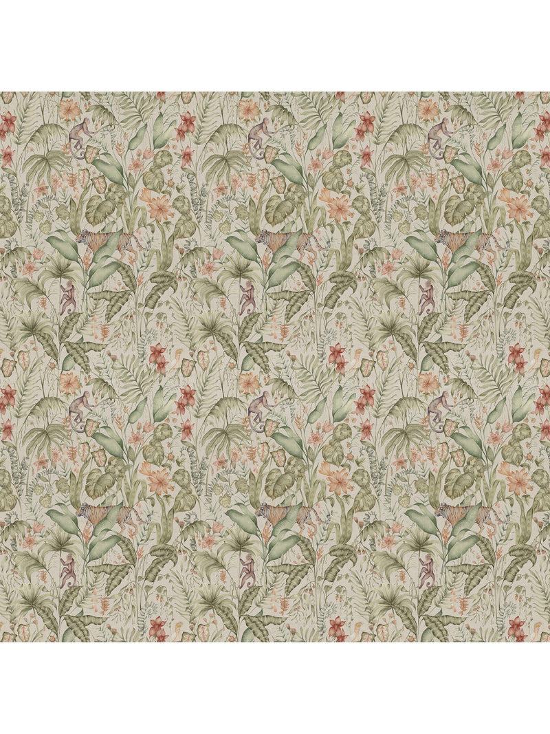 Voyage Tropical Utopia green furnishing fabric 100x145cm, imported from the UK
