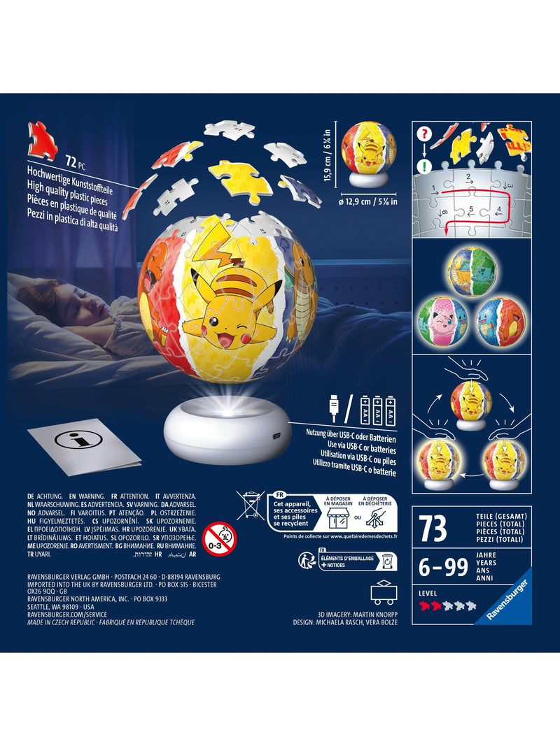 Ravensburger Pokémon 3D puzzle ball nightlight 72 piece, imported from the UK