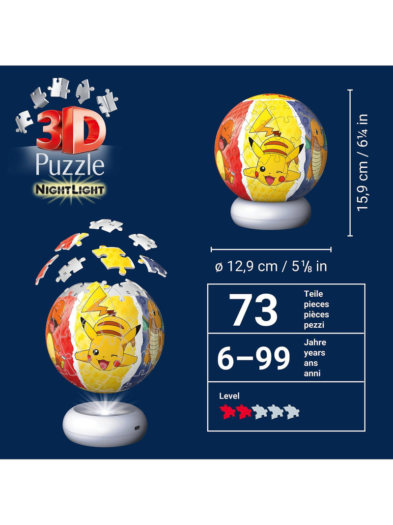 Ravensburger Pokémon 3D puzzle ball nightlight 72 piece, imported from the UK