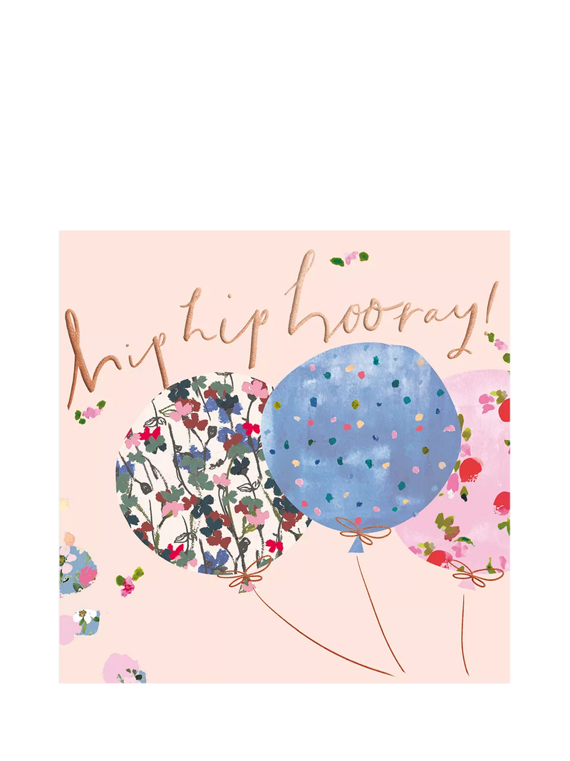 Woodmansterne Birthday card Balloons Hip Hip Hooray, imported from the UK