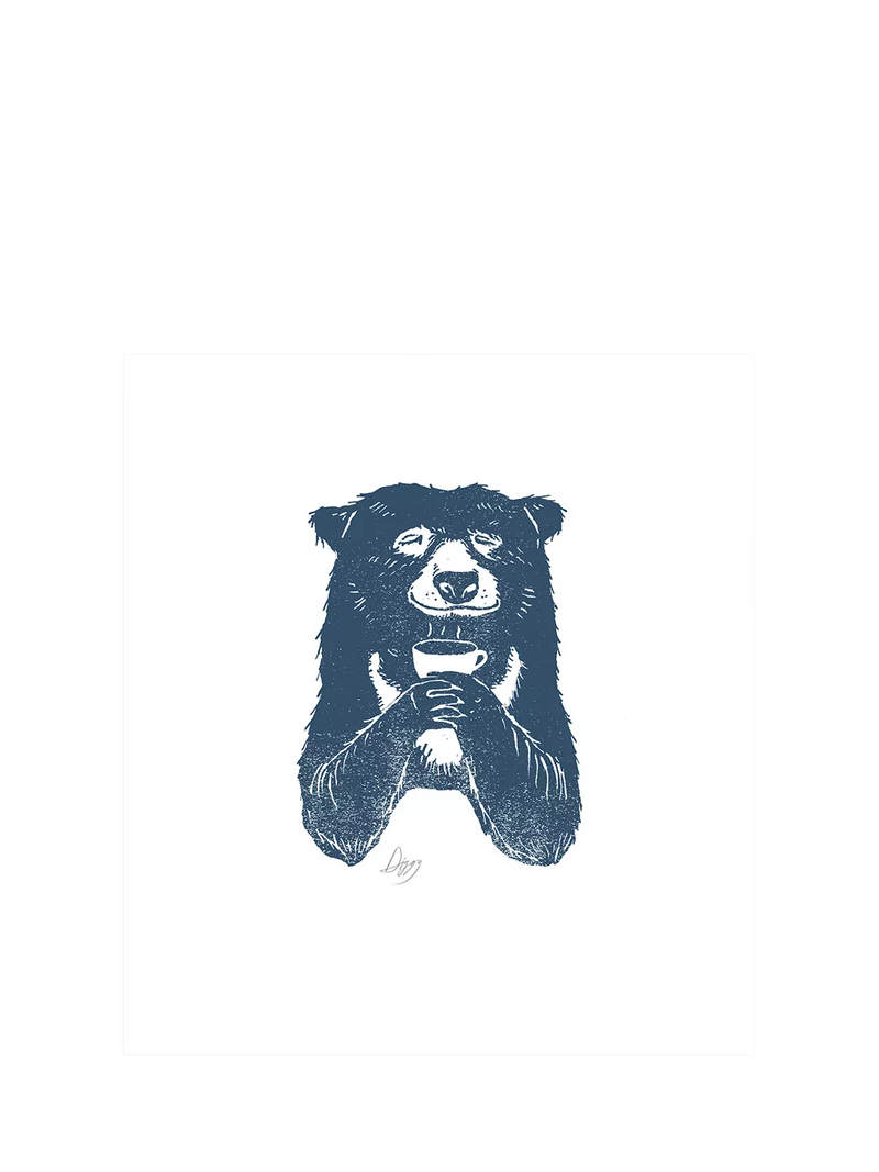 Woodmansterne bear holding coffee blank greeting card (British brand)