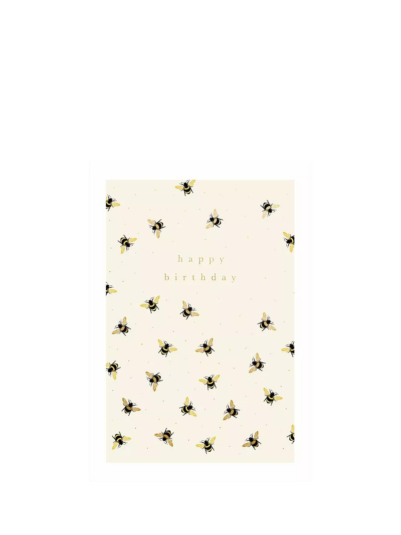 Woodmansterne Bees Birthday Card blank inside with brown envelope, UK version