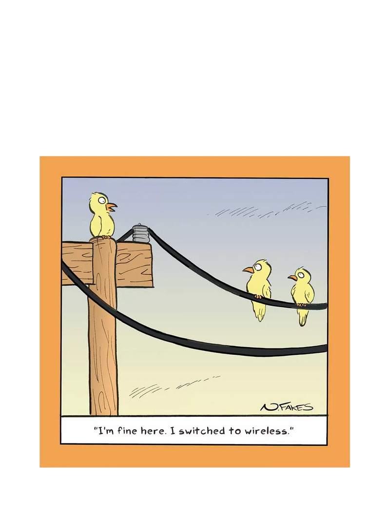 Woodmansterne greeting card birds on telephone wire, imported from the UK