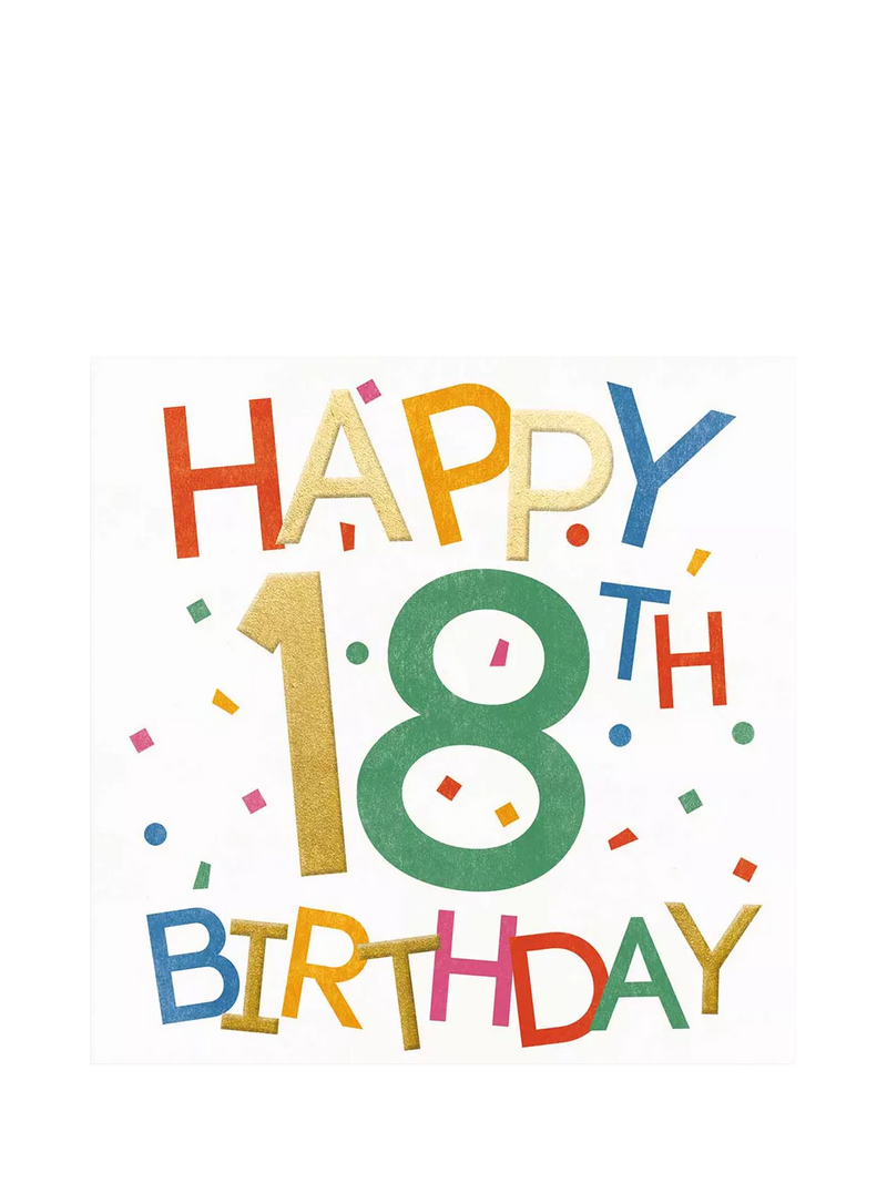 Woodmansterne Confetti 18th birthday card (British brand)