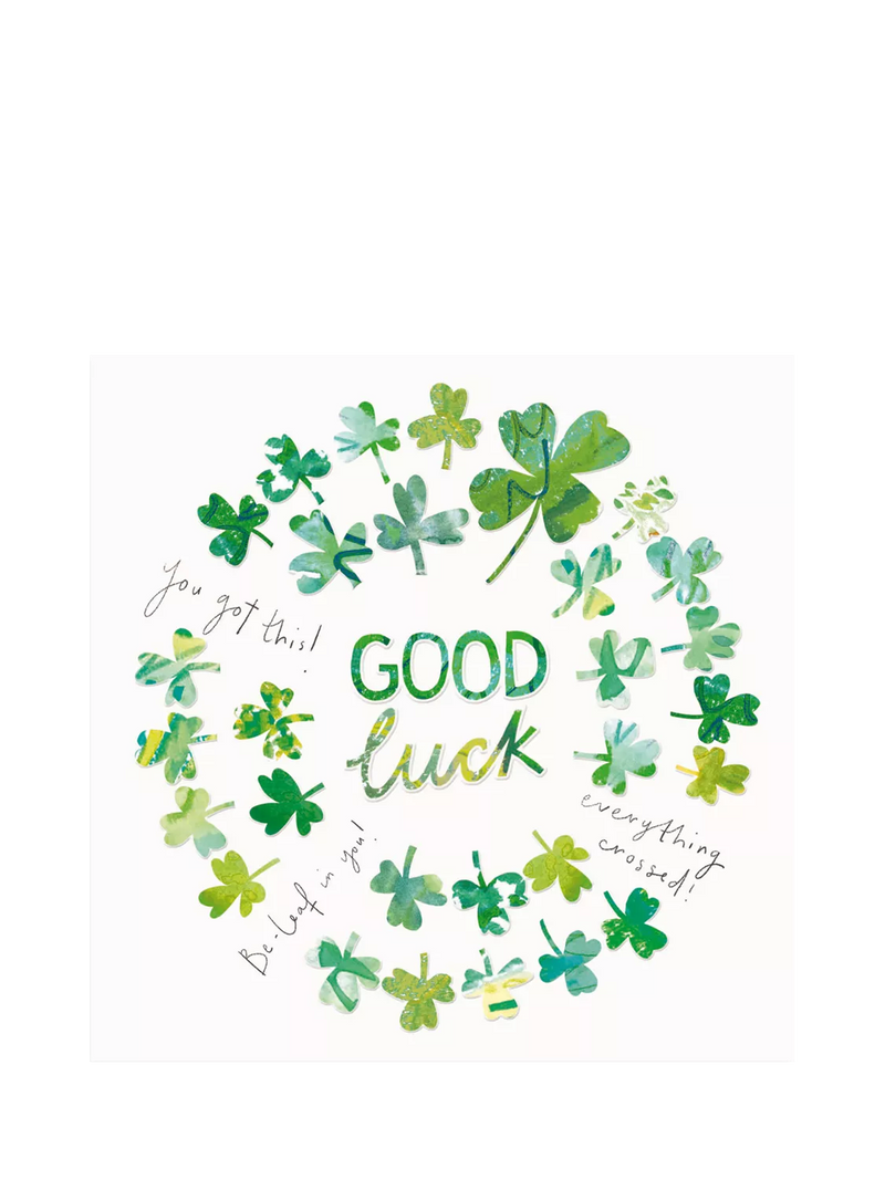 Woodmansterne Circle Of Clovers good luck greeting card (British brand)