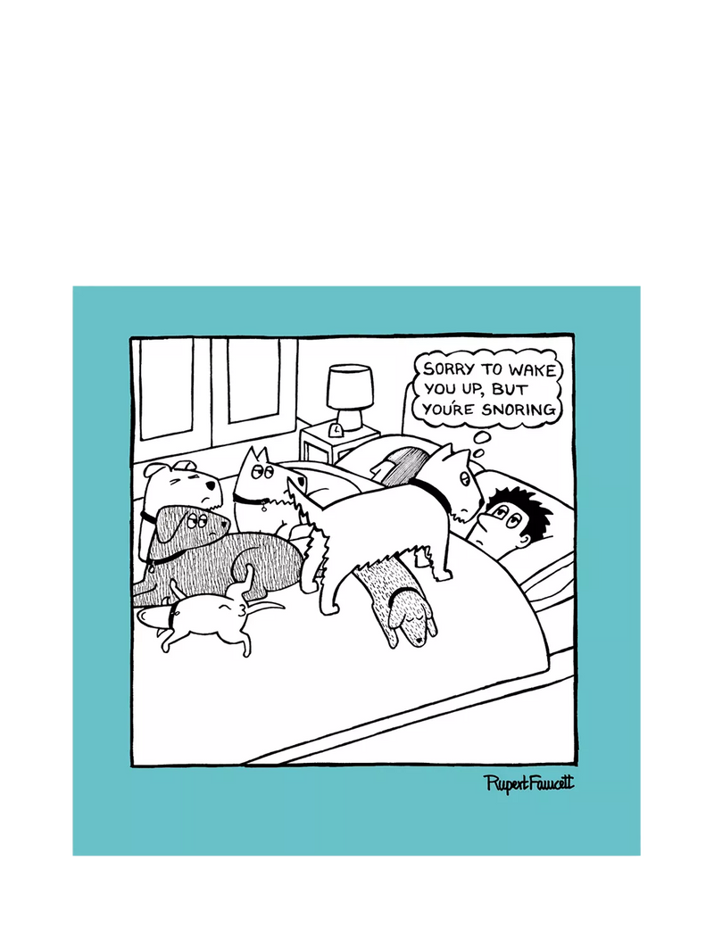Woodmansterne dog waking snoring man greeting card 166x167mm, UK version