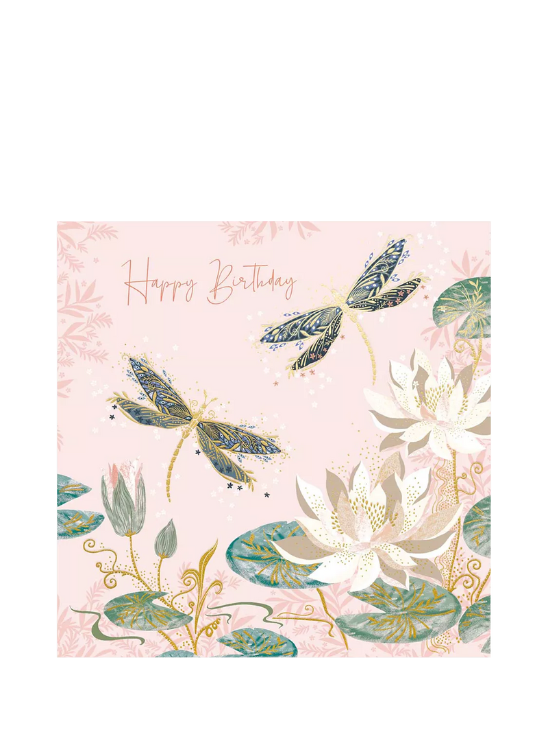 Woodmansterne dragonflies and lilies birthday card (British brand)