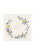Woodmansterne sympathy card with floral wreath design, imported from the UK