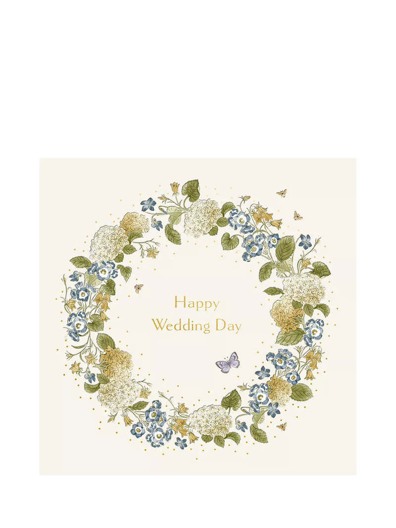 Woodmansterne floral wreath wedding card (British brand)