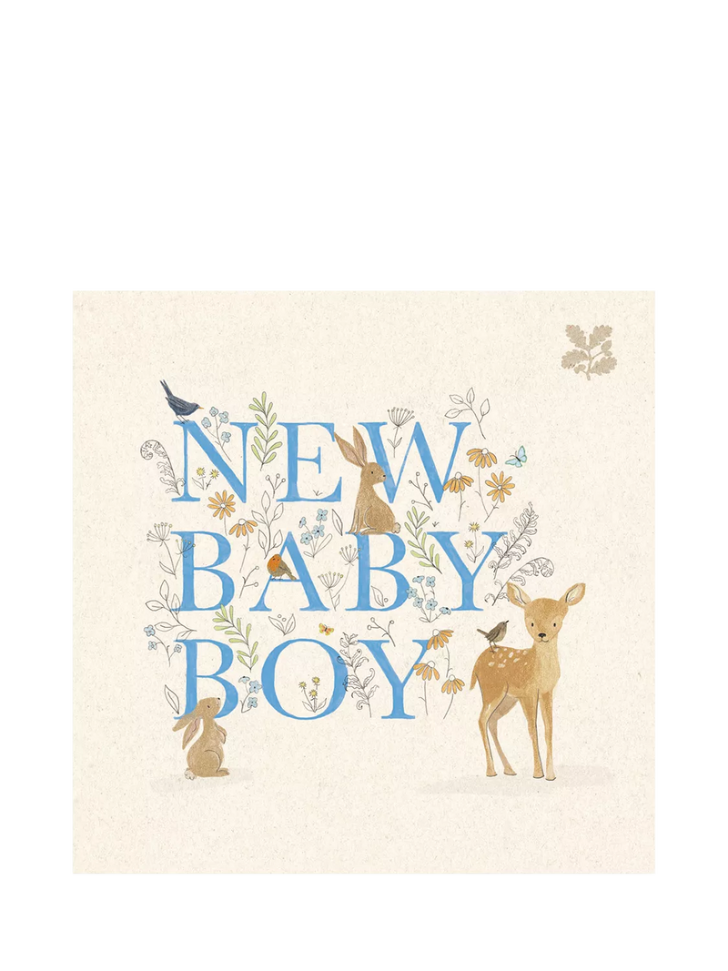 Woodmansterne baby boy card with deer design - British product