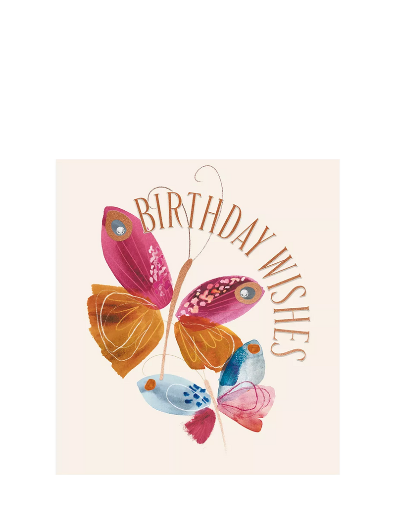 The Proper Mail Company butterflies brush strokes birthday card - British product