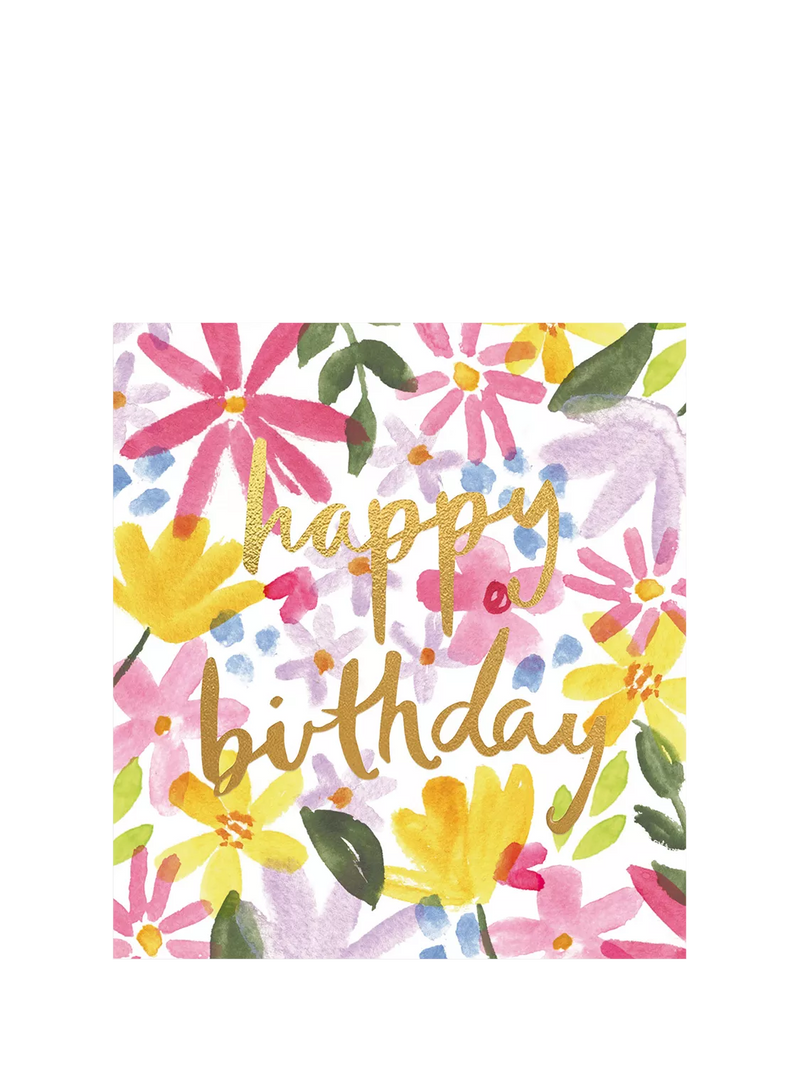 The Proper Mail Company Ditsy Flowers birthday card (British brand)