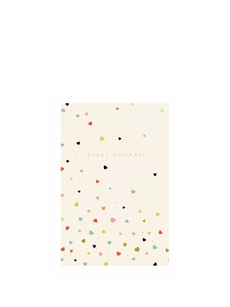 Woodmansterne hearts birthday card gold foil (British brand)