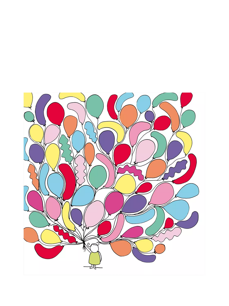 Woodmansterne holding balloons birthday card 166x167mm, UK version
