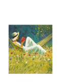 Woodmansterne lady reading the paper blank greeting card (British brand)