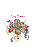 Woodmansterne lady with flower hat grandma birthday card, imported from the UK