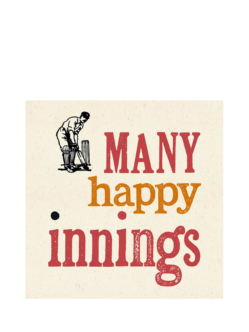 Woodmansterne Many Happy Innings blank greeting card, UK version