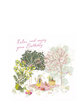 Woodmansterne birthday card woodland picnic scene pink envelope - British product