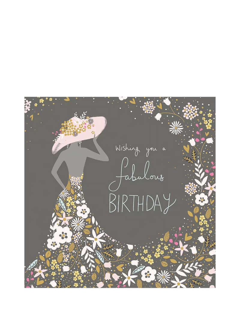 Woodmansterne silhouette lady with hat birthday card, UK version