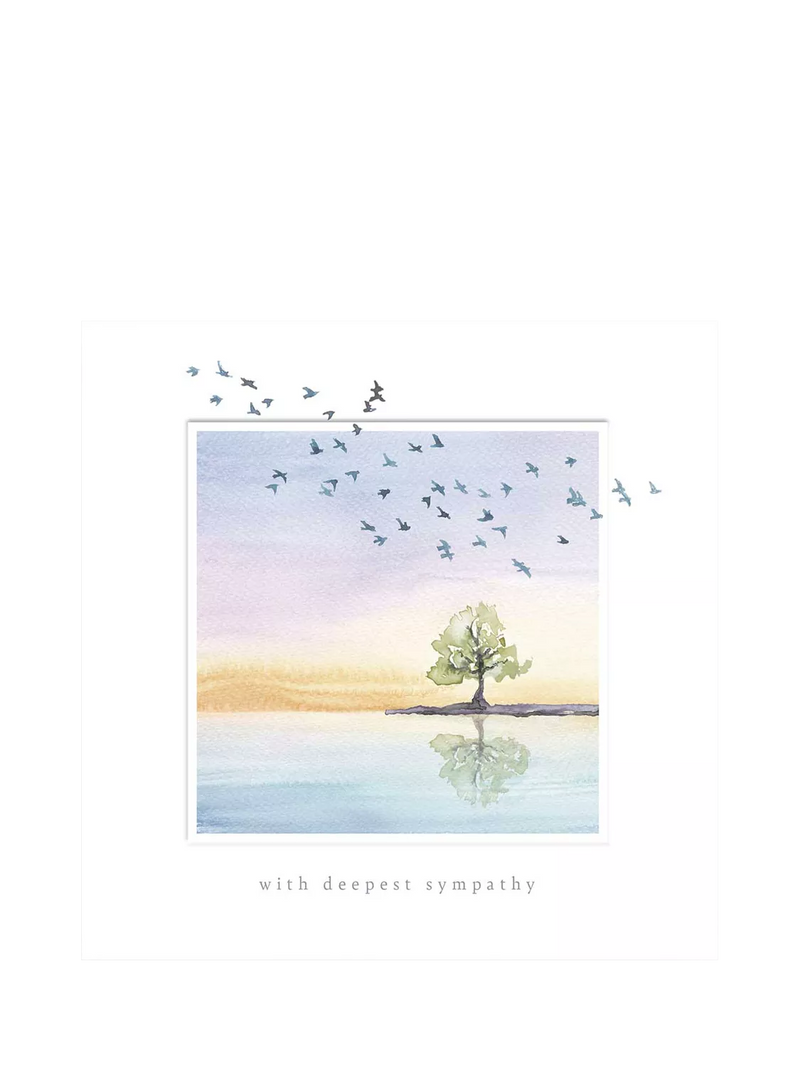 Woodmansterne Tree & Birds sympathy card, UK version