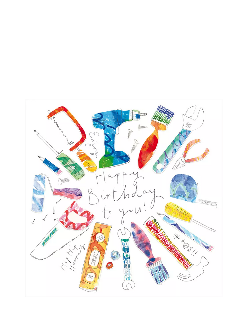 Woodmansterne tools in a circle birthday card, imported from the UK
