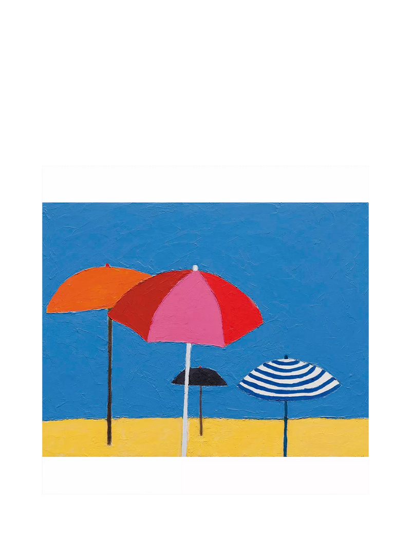 Leaf beach parasols greeting card, imported from the UK