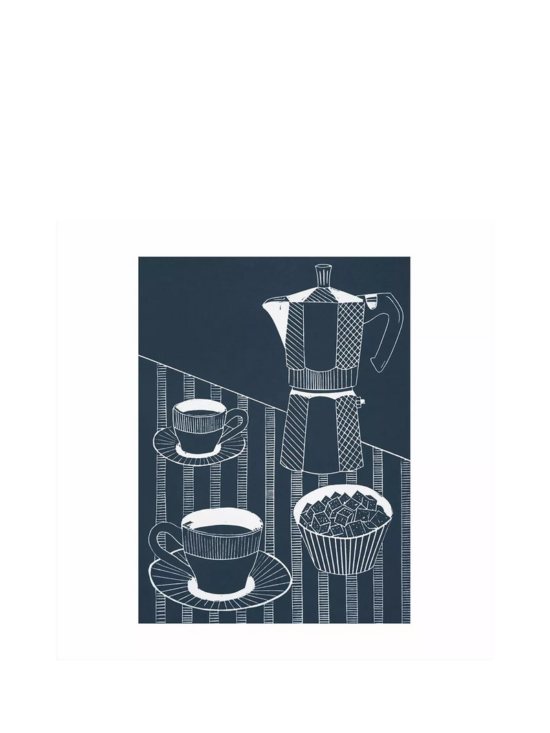 Leaf Moka Pot & Cups greeting card, imported from the UK