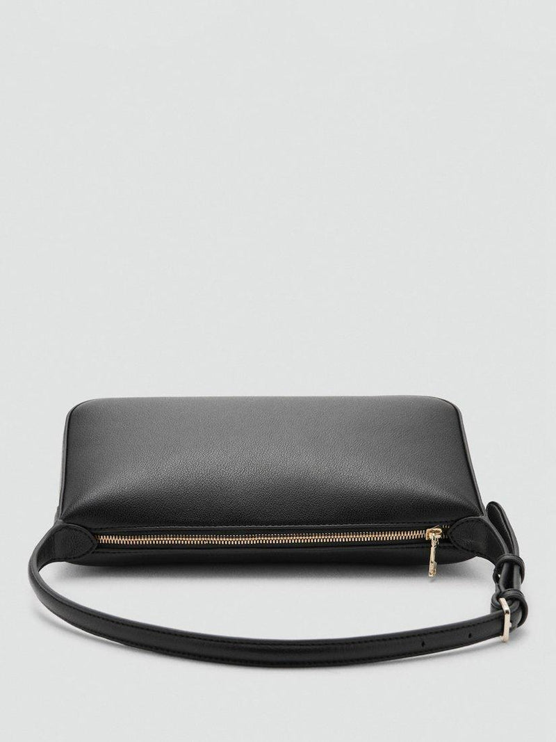 Mango Denia zipped shoulder bag black, UK version