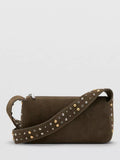 Mango Indira suede studded crossbody bag khaki, UK version