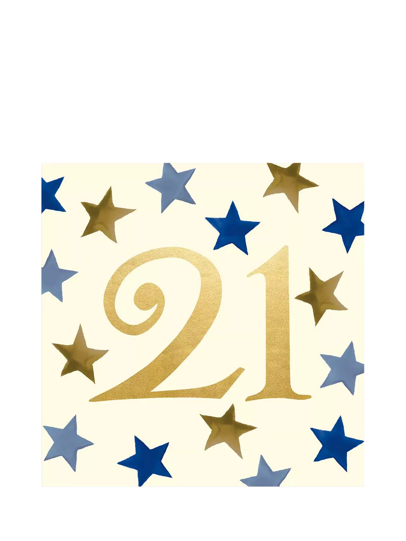 Emma Bridgewater 21st birthday greeting card with stars, UK version