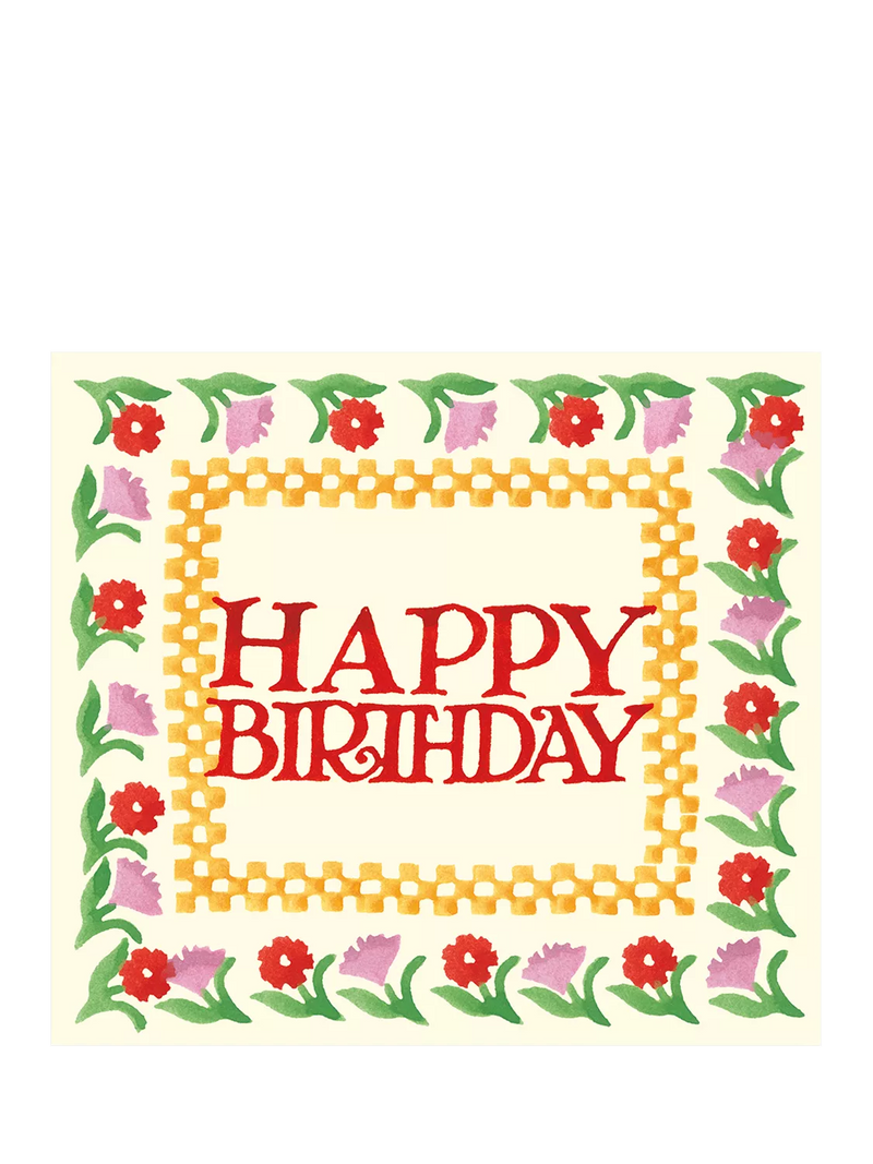Emma Bridgewater Flowers and Checkerboard Birthday Card with envelope - British product