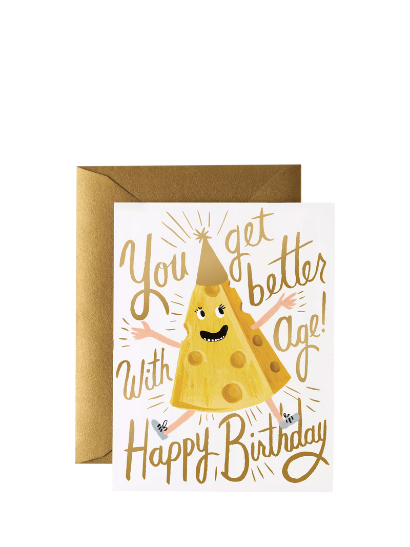 Rifle Paper Co. birthday card blank inside gold envelope, imported from the UK