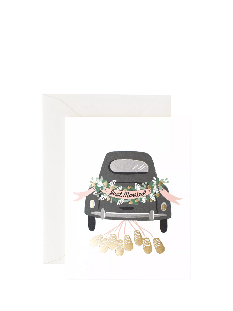 Rifle Paper Co. Just Married Wedding Card foil detail, imported from the UK