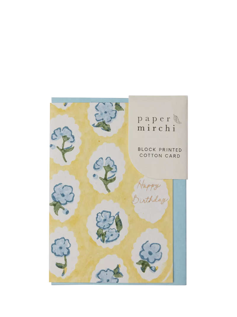 Paper Mirchi scallop tiles birthday card, imported from the UK