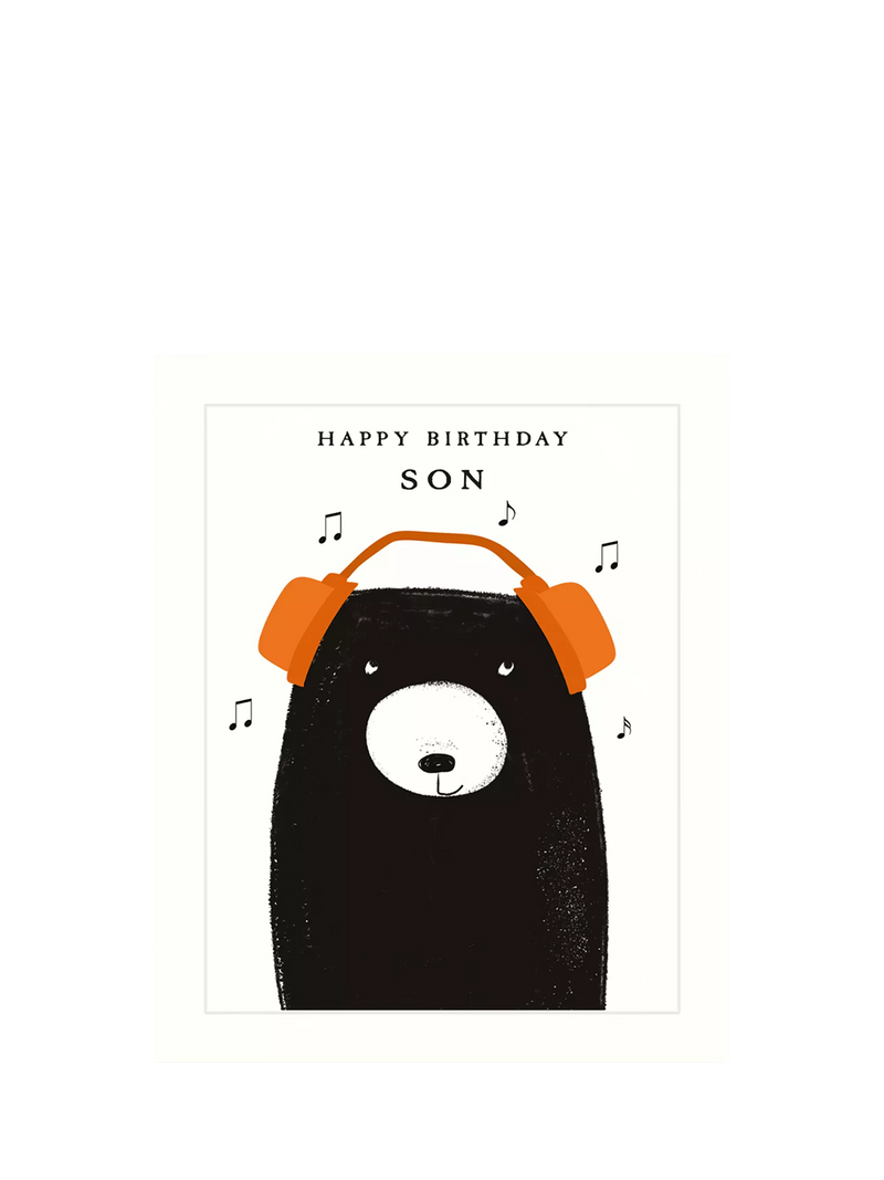 Art File Bear Headphones birthday card (British brand)