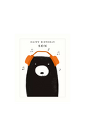 Art File Bear Headphones birthday card (British brand)