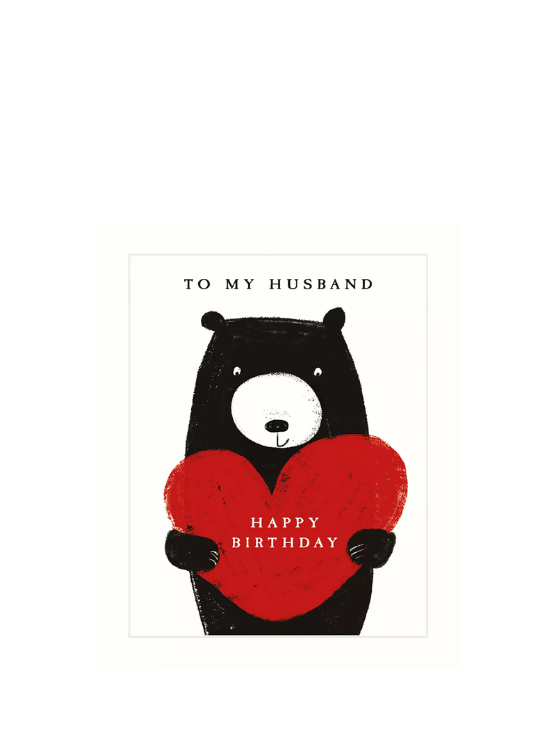 Art File Bear Heart husband birthday card, imported from the UK