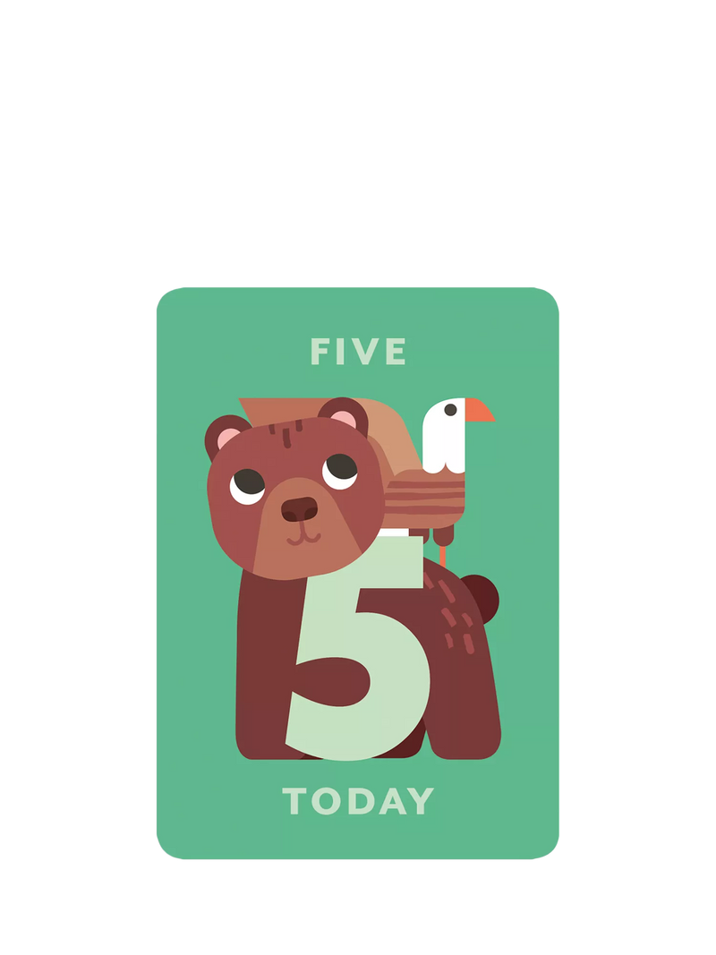 Art File bear and eagle 5th birthday card, imported from the UK